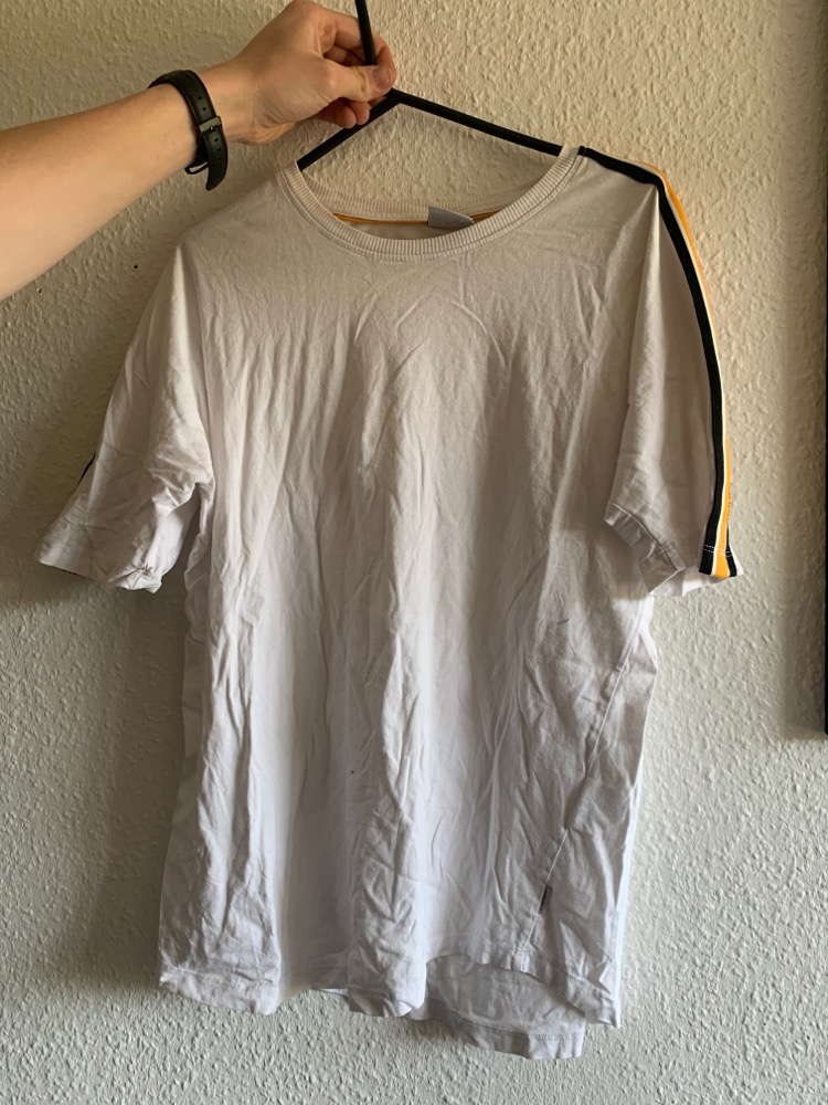 Hvid med gul detalje T-shirt (str s) 