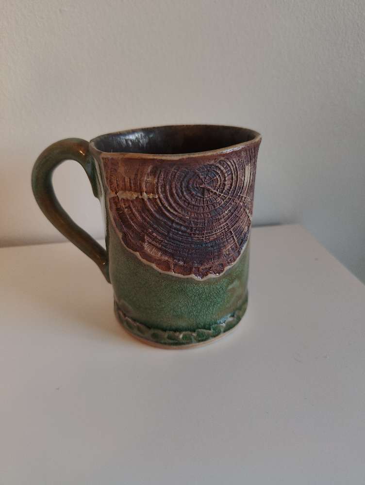 Iso puu keramiikka kuppi vihreä