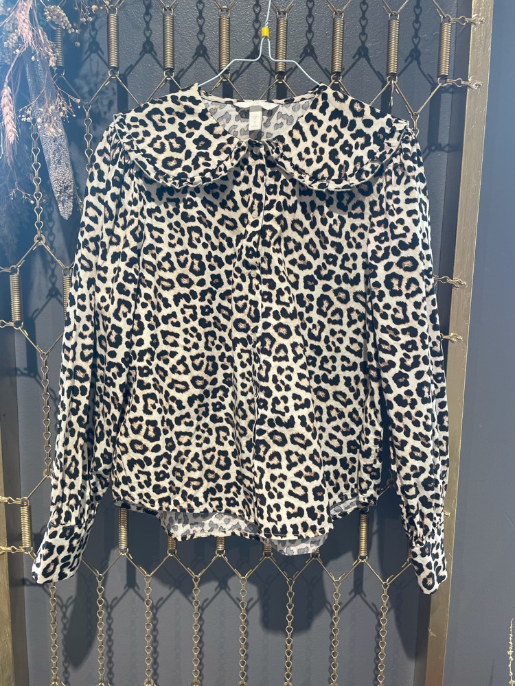 Leopard skjorte m/krave str. M