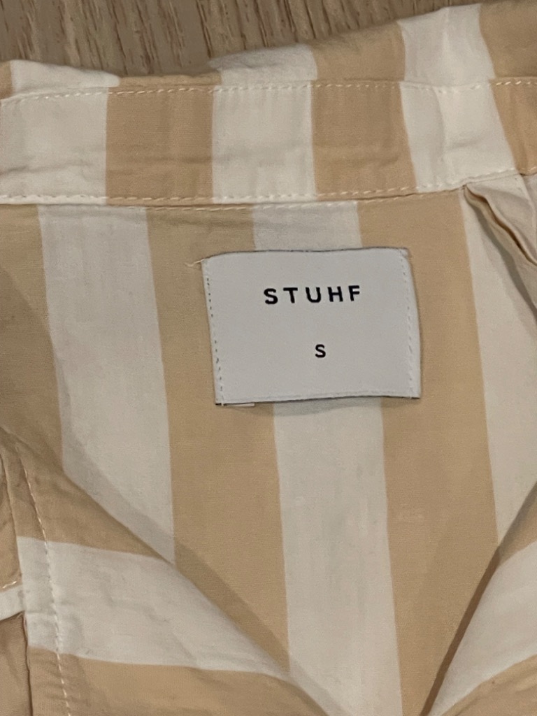 Stuhf pyjamas, str. S, hvit/beige stripe