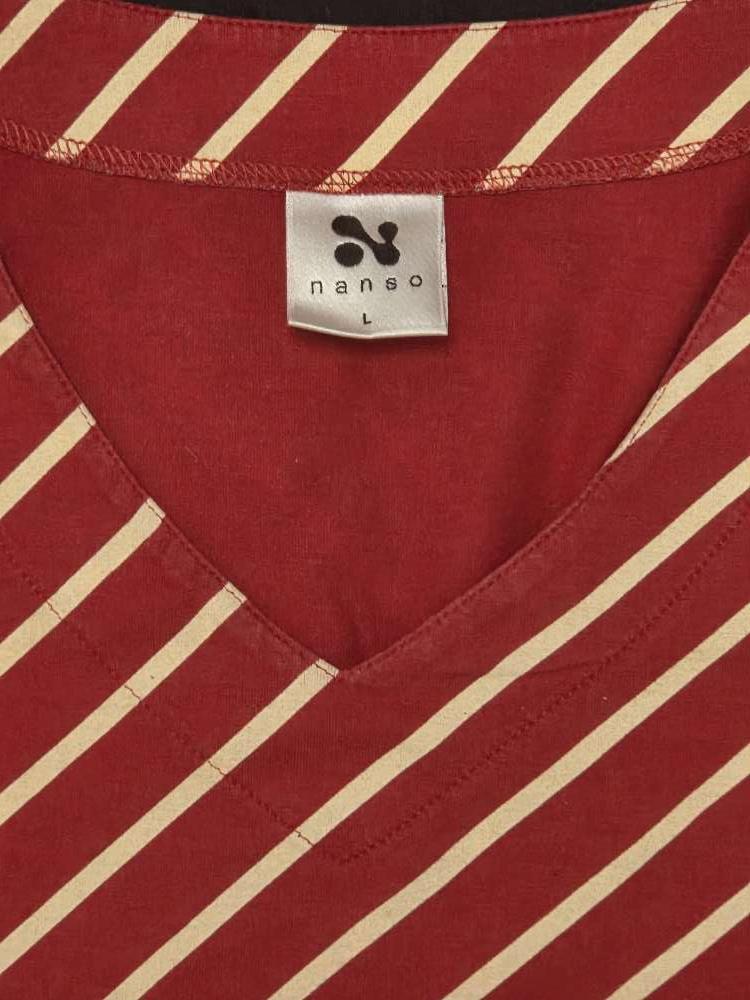 Nanso punavalkoinen raitapaita L