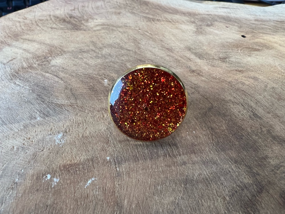 Grote rode glitter verstelbare ring