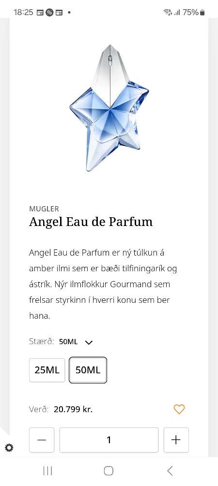 Nýtt Angel ilmvatn 50 ml, hálfvirði