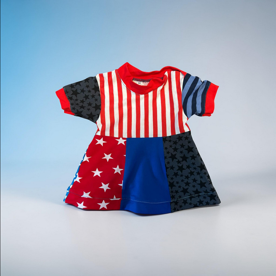 Uusi mekko sini/puna baby, 56cm