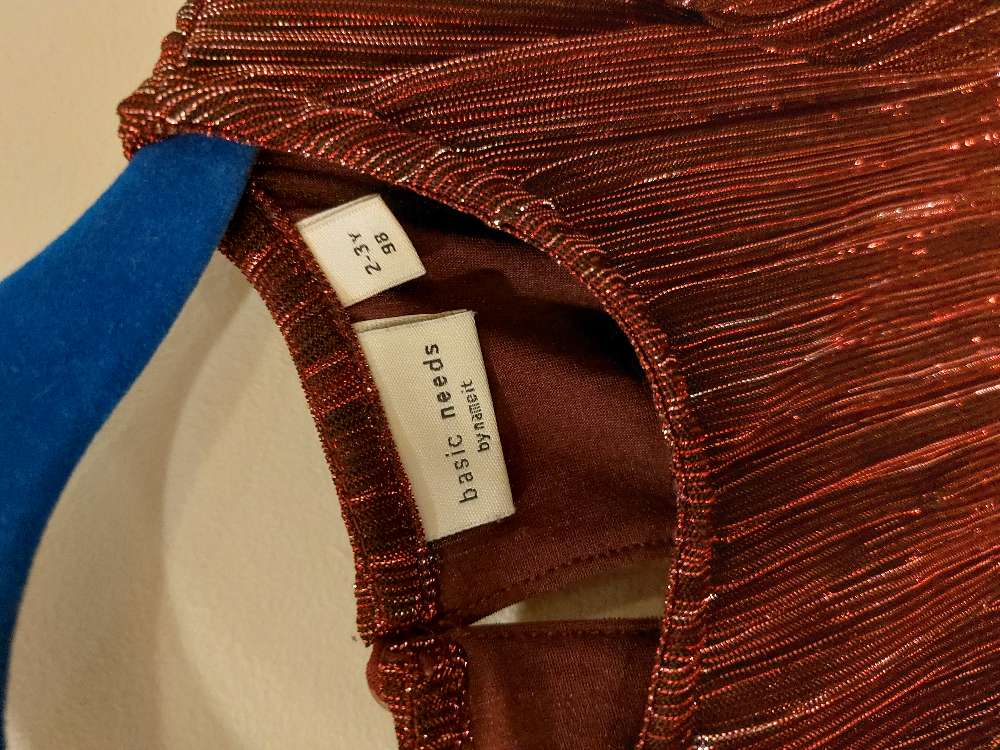 Rauður glimmer kjóll st 98/2-3 ára