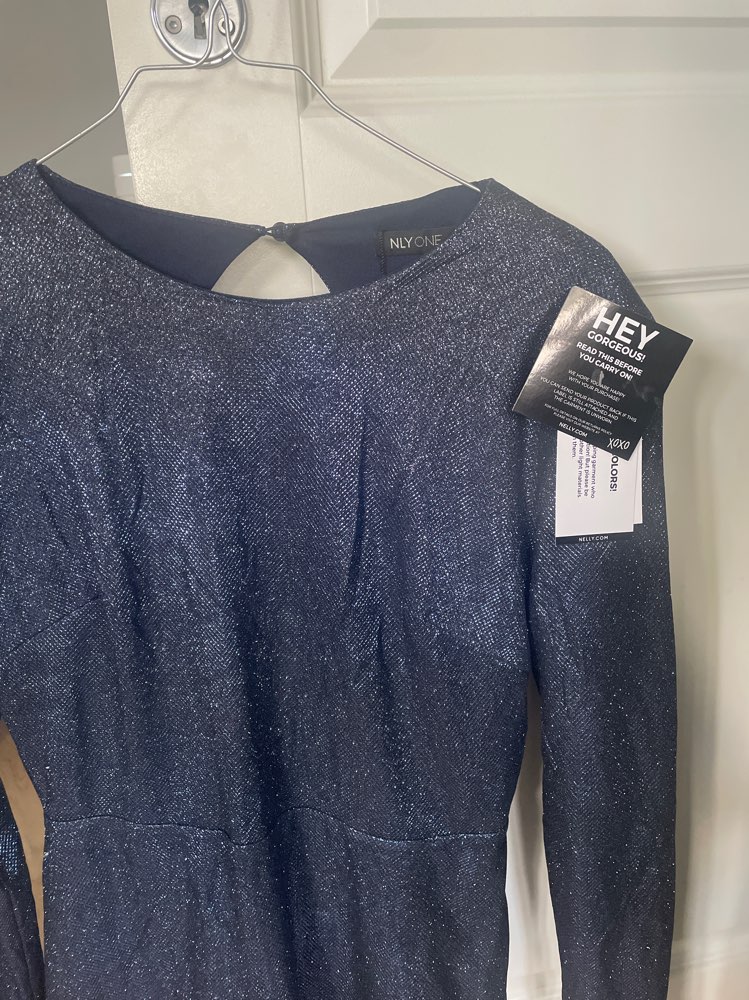 Blå glitterkjole NY S