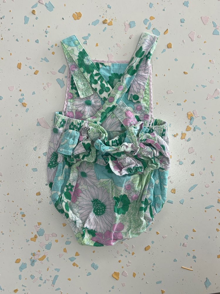 Size 000 Floral Romper - Green/Blue