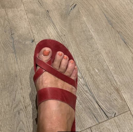 Skinn sandal Mørkerosa/rød Str 40