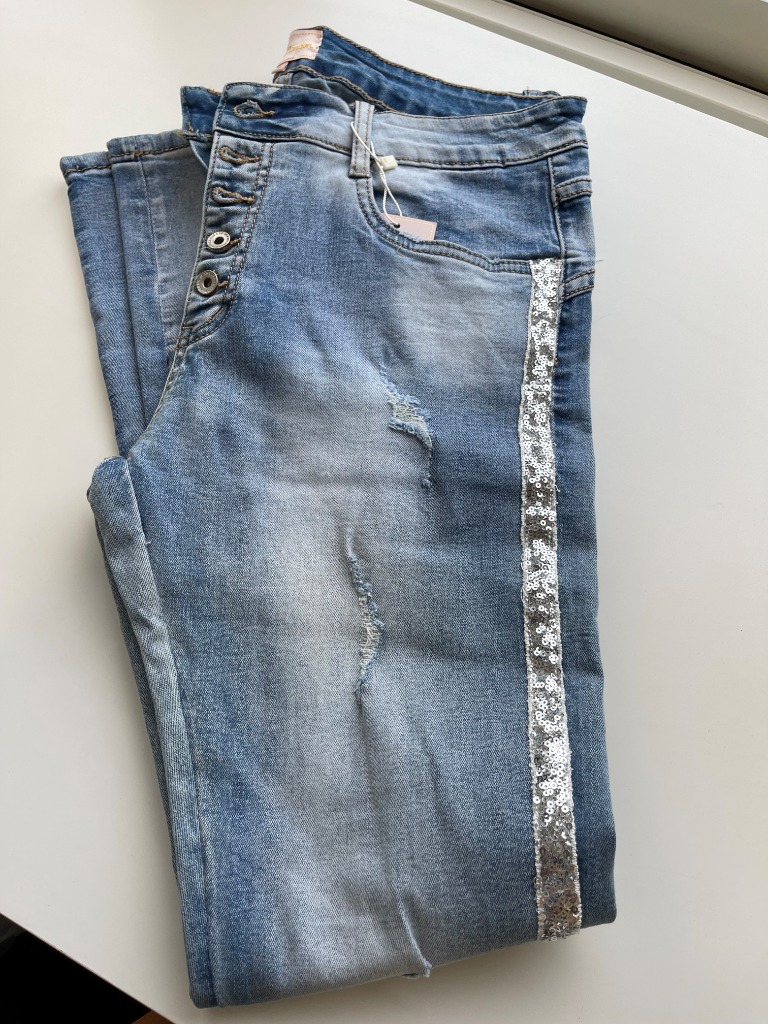 Jeans med sølvstripe