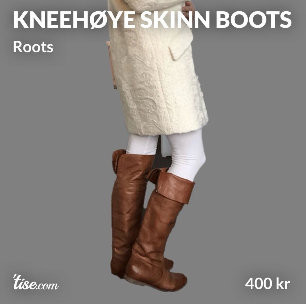 kneehøye skinn boots fra Roots i 39
