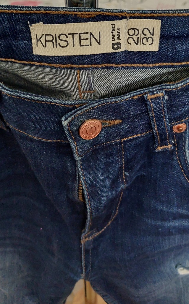 Siniset revitty stretch farkut 36