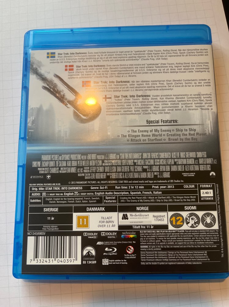 Star Trek Into Darkness/Blu-Ray