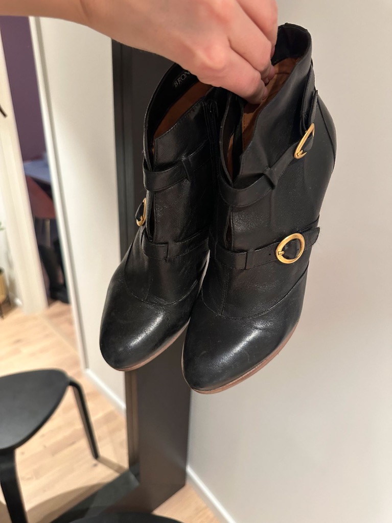 Bronx svart skinn boots 39