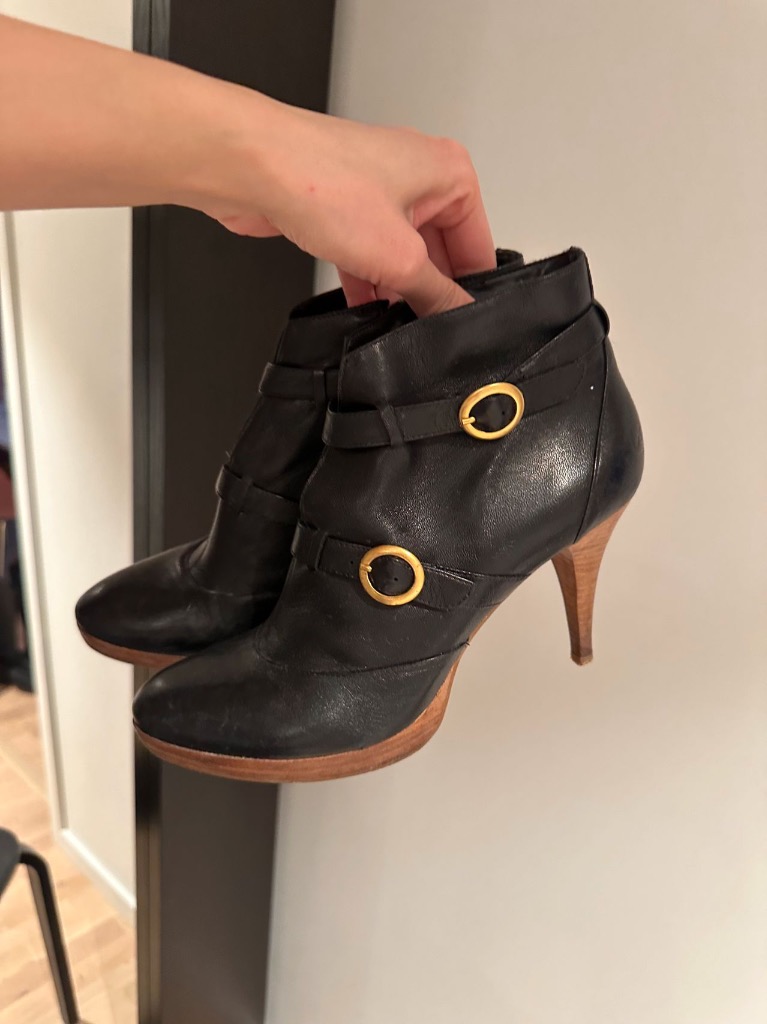 Bronx svart skinn boots 39