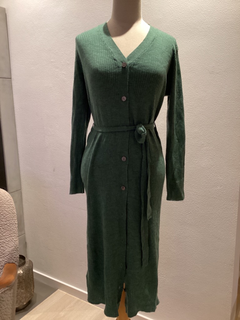 Grønn strikket cardigan/kjole, ull