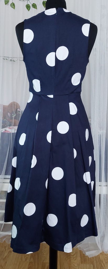 Sinivalkoinen polka dot mekko S