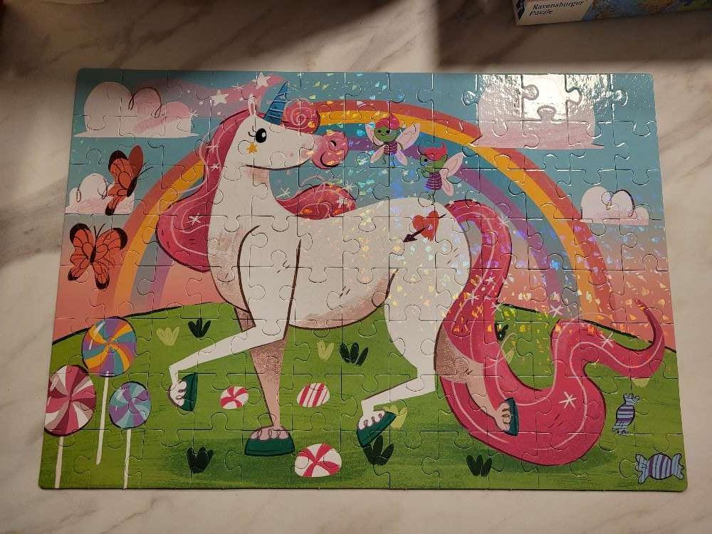 Púsl einhyrningur glimmer 104 stk