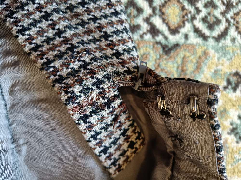 Ruskea ruudullinen villahame, XS/S