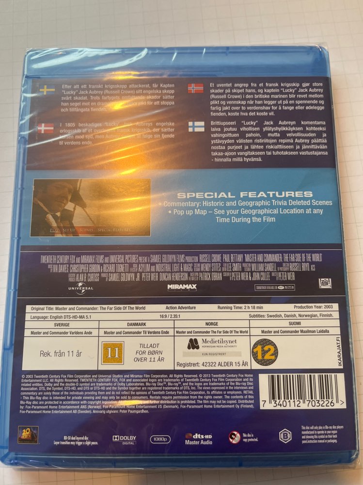 Master and Comnander/Blu-Ray/muoveissa
