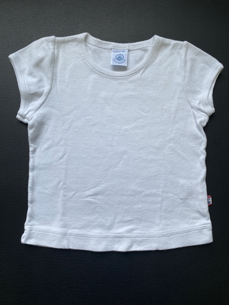Hvid t-shirt, Petit Bateau, str 86