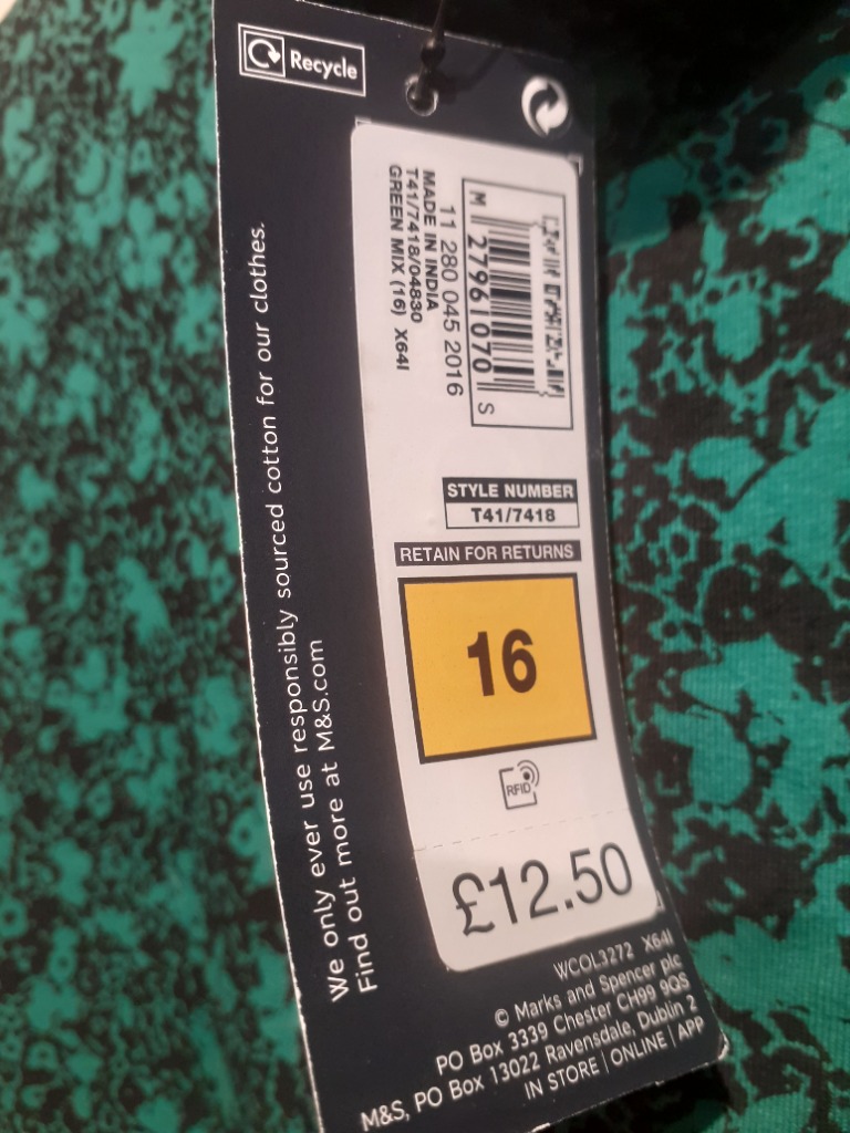 Nýr grænn munstraður bolur UK16