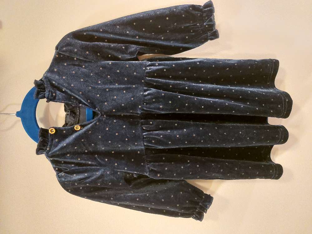 Dökkblár velúrkjóll stærð 80