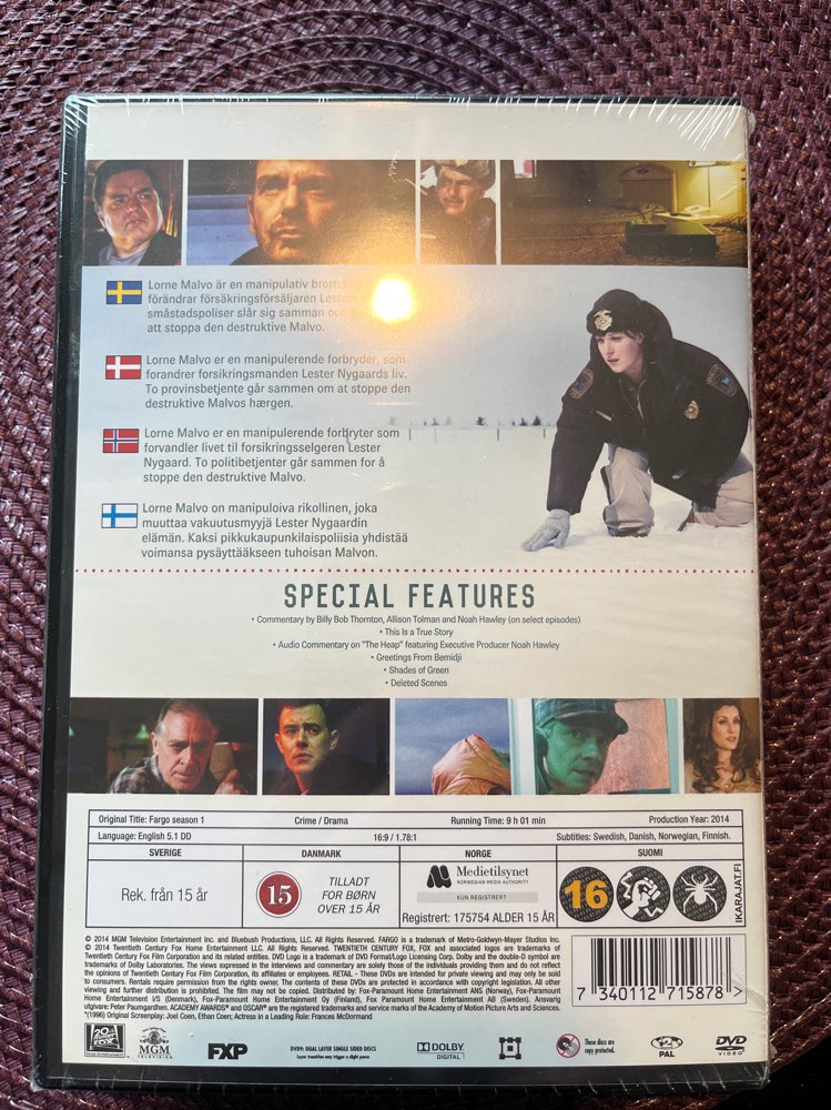 Fargo Kausi 1/DVD/muoveissa