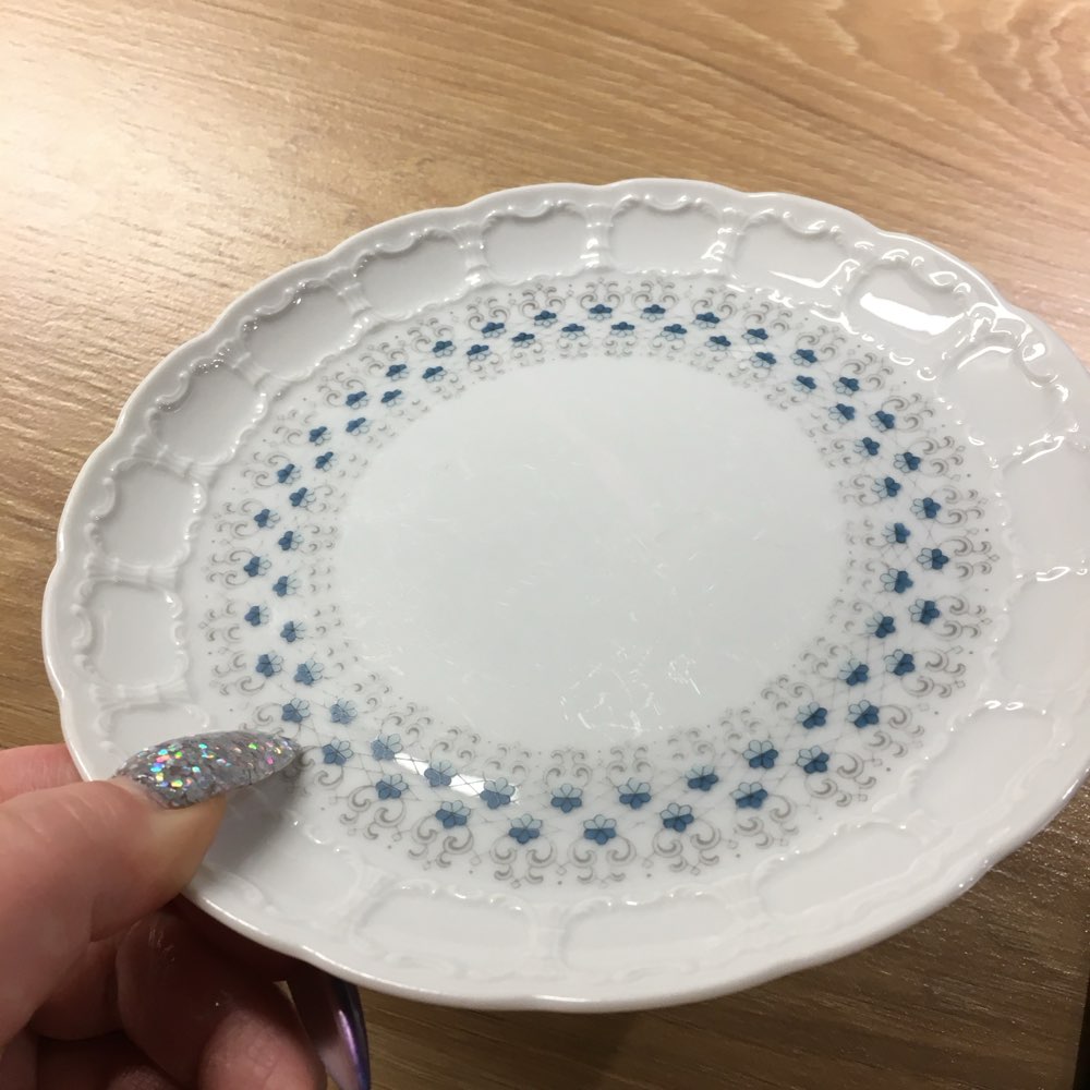Leipälautanen / valkoinen ja sininen