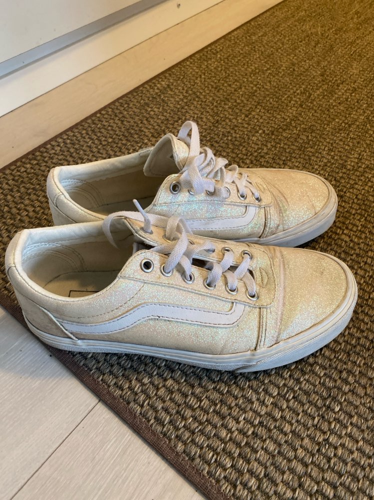 Valkoiset glitteriset Vansit, koko 39