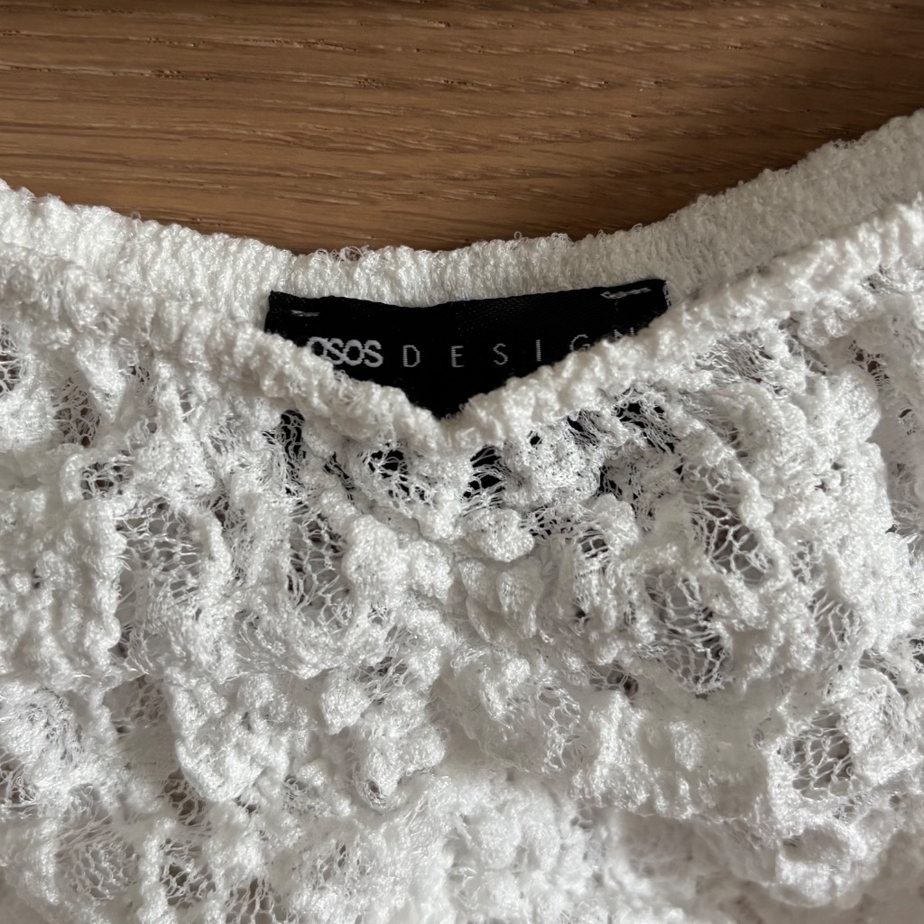 Asos valkoinen pitsipaita, koko S-M