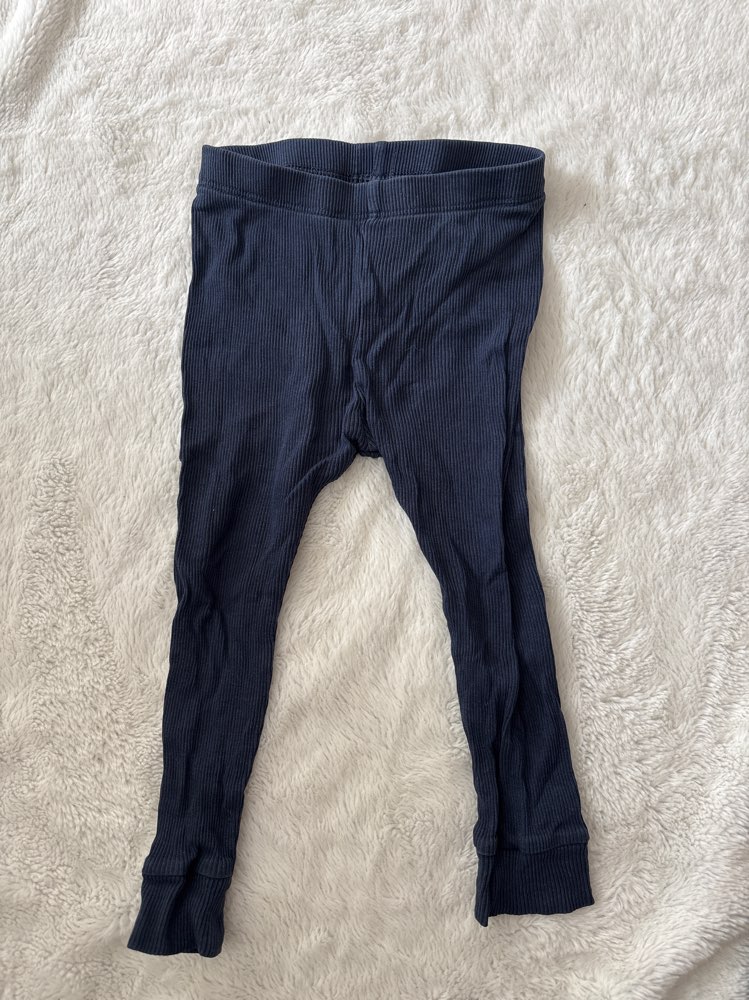 Lindex leggings bláar rifflaðar st86