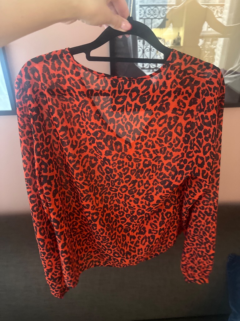 Bikbok bluse rød/sort S
