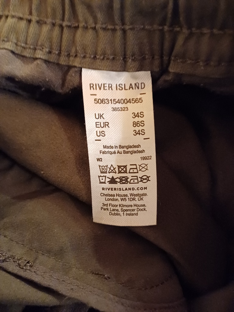 River Island vihreät cargo housut 34S