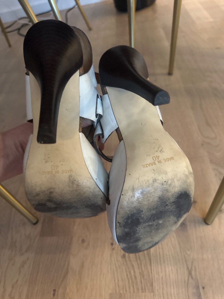 Bronx skinn sandaler hvite 40