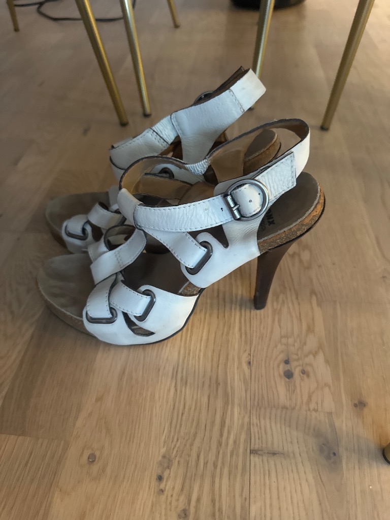 Bronx skinn sandaler hvite 40