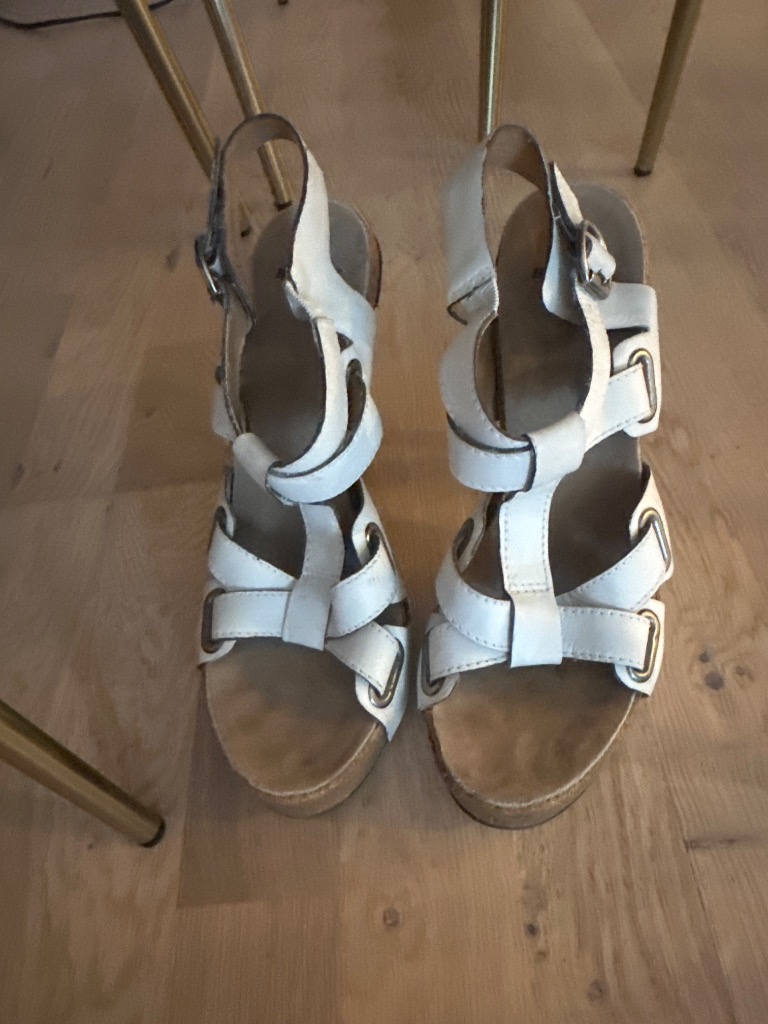 Bronx skinn sandaler hvite 40