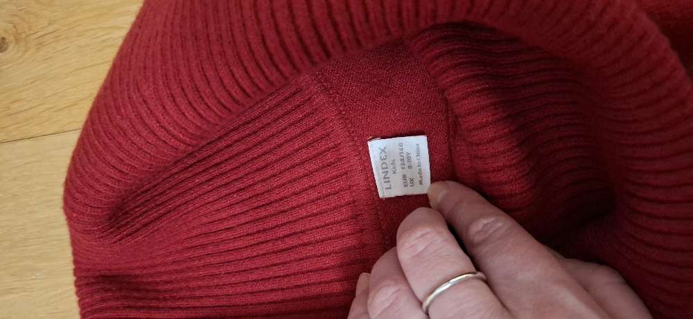 St. 134-140 Lindex rauður peysukjóll