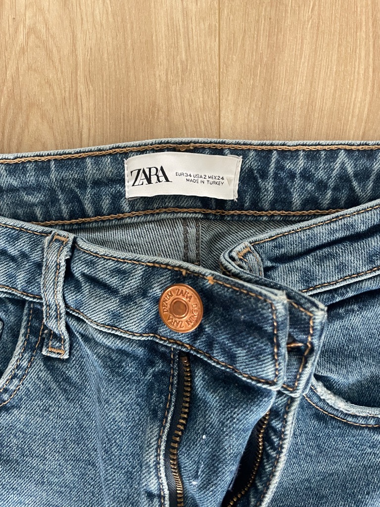 Siniset hiukan revityt Zara farkut, 34
