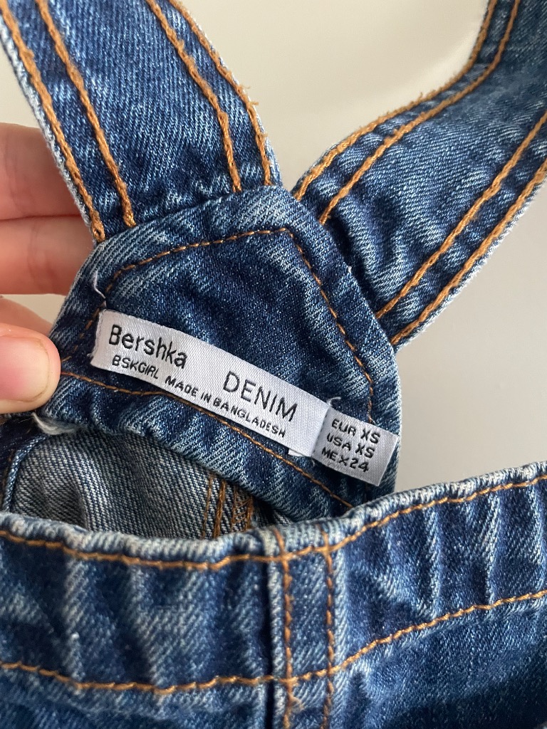 Sininen farkkuhaalarimekko, XS, Bershka