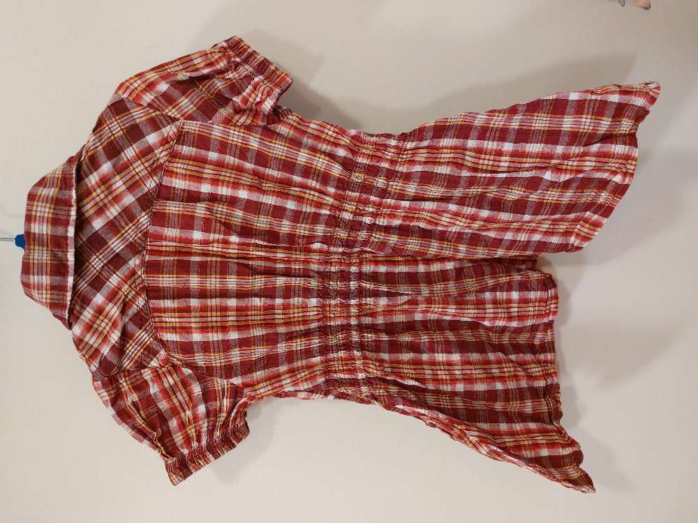 Rauð köflóttur skyrtukjóll st 98