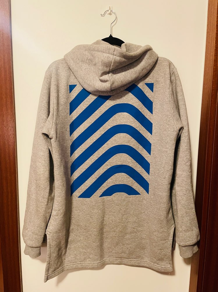 ADIDAS Grá og blá hettupeysa S