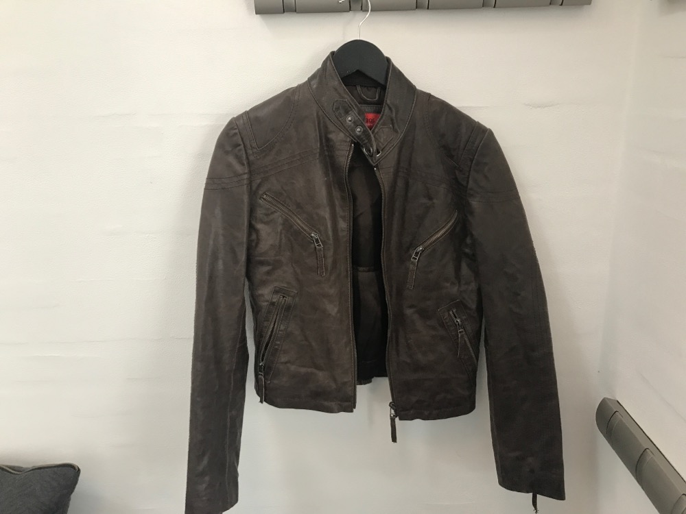 Skind jakke, brun, S (38)