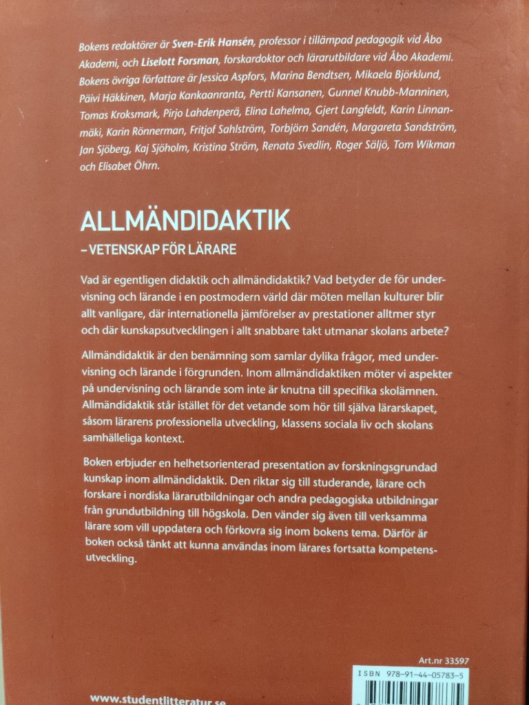 Kirja Allmändidaktik ruotsinkielinen 