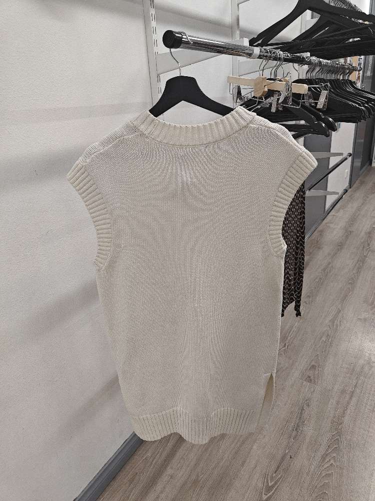 Ginatricot valkoinen pitkä neuleliivi, S