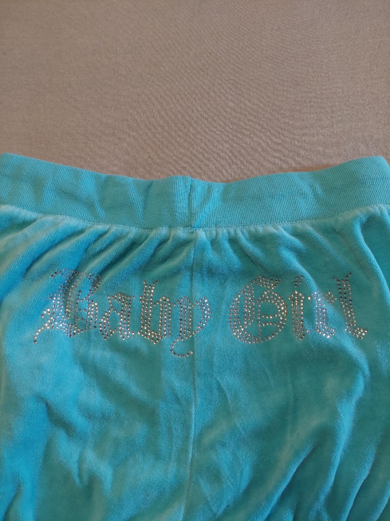 Grænbláar velúr buxur