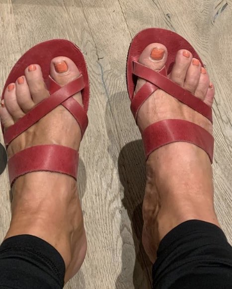 Skinn sandal Mørkerosa/rød Str 40