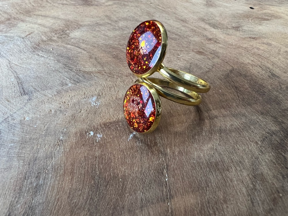 Dubbele glitter ring verstelbaar