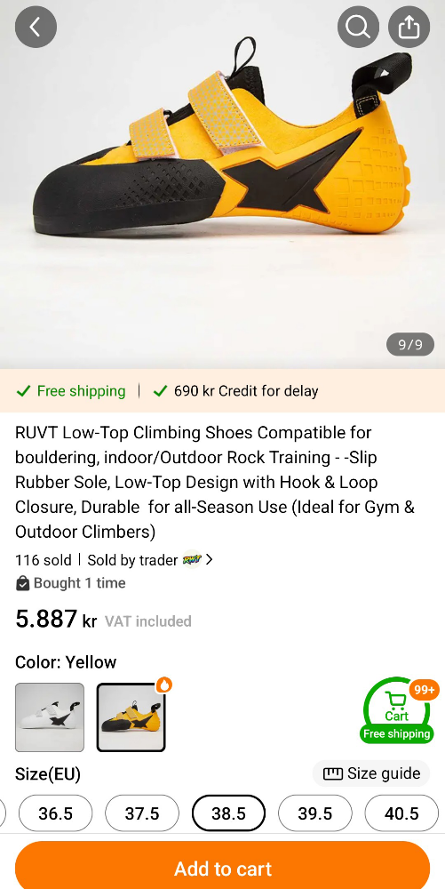 Klifurskór St 37. Passa fyrir St 33-34