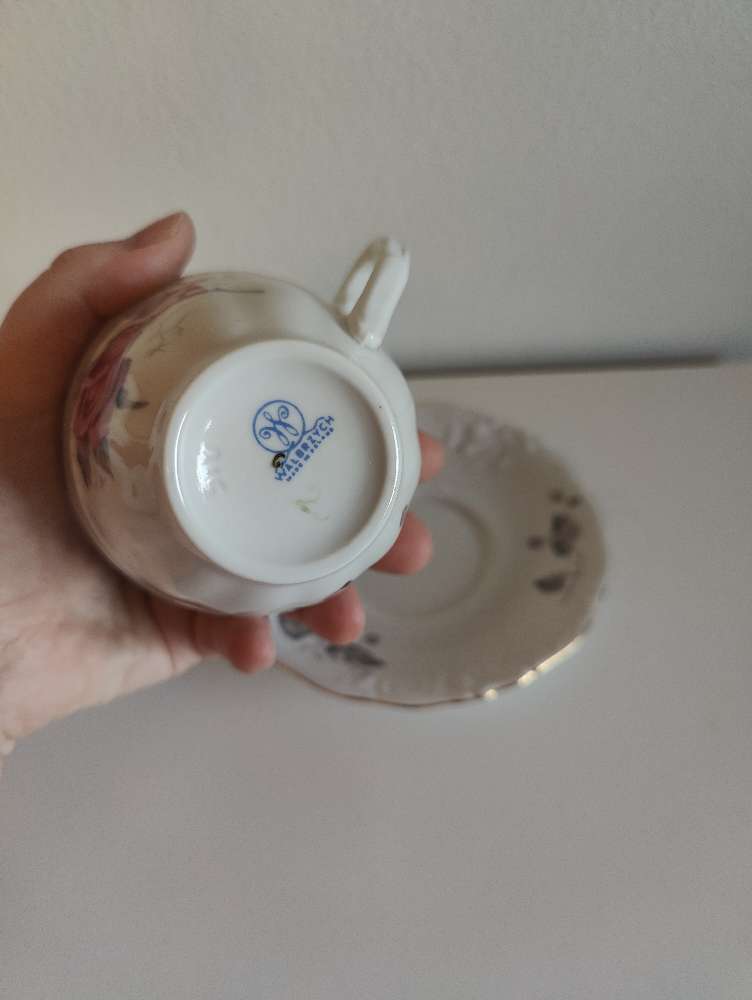 Vaaleanpuna harmaa ruusu kuppi+tassi