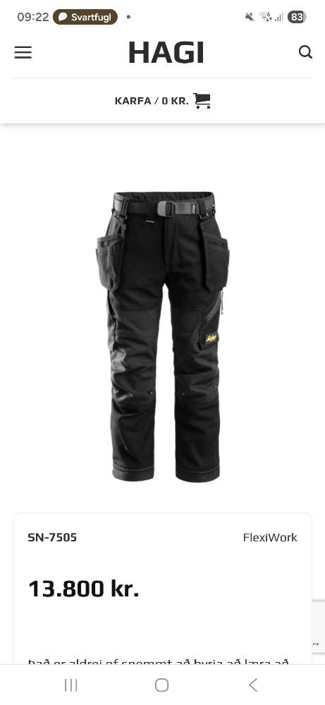 Snickers st. 110 vinnubuxur 